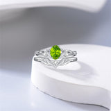 Sterling Silver 10K 14K 18K Gold  Oval Cut Unique Vine Gemstone Wedding Ring Set