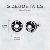 Sterling Silver Black Onyx Tree of Life Ankh Cross Skull Valknu Viking Stud Earrings