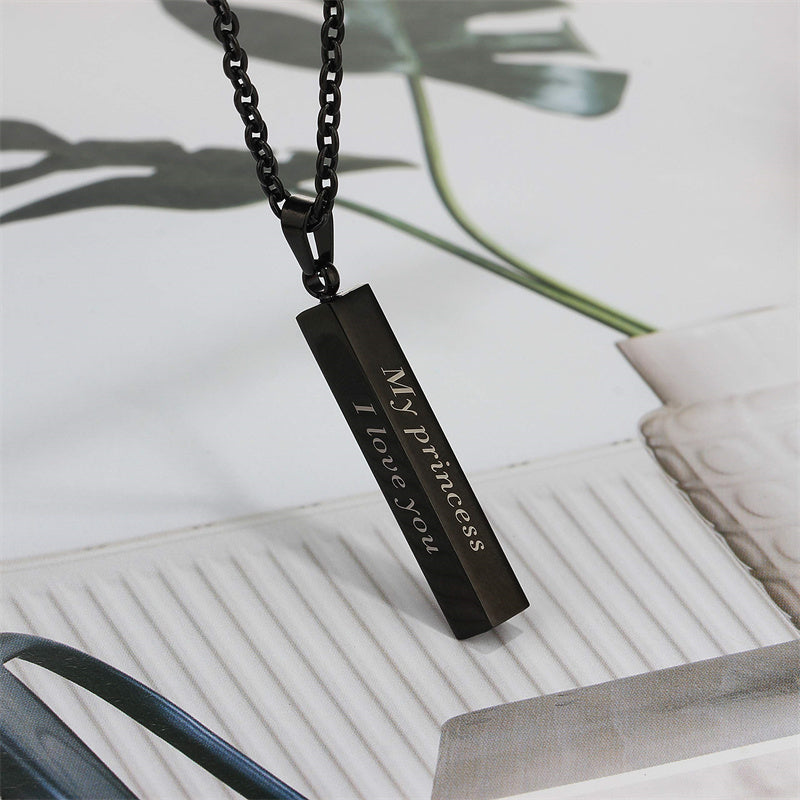 Stainless Steel Personalized Engraved Vertical Bar Necklace