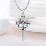 Sterling Silver Crown of Thorn Three Nail Cross Pendant Necklace