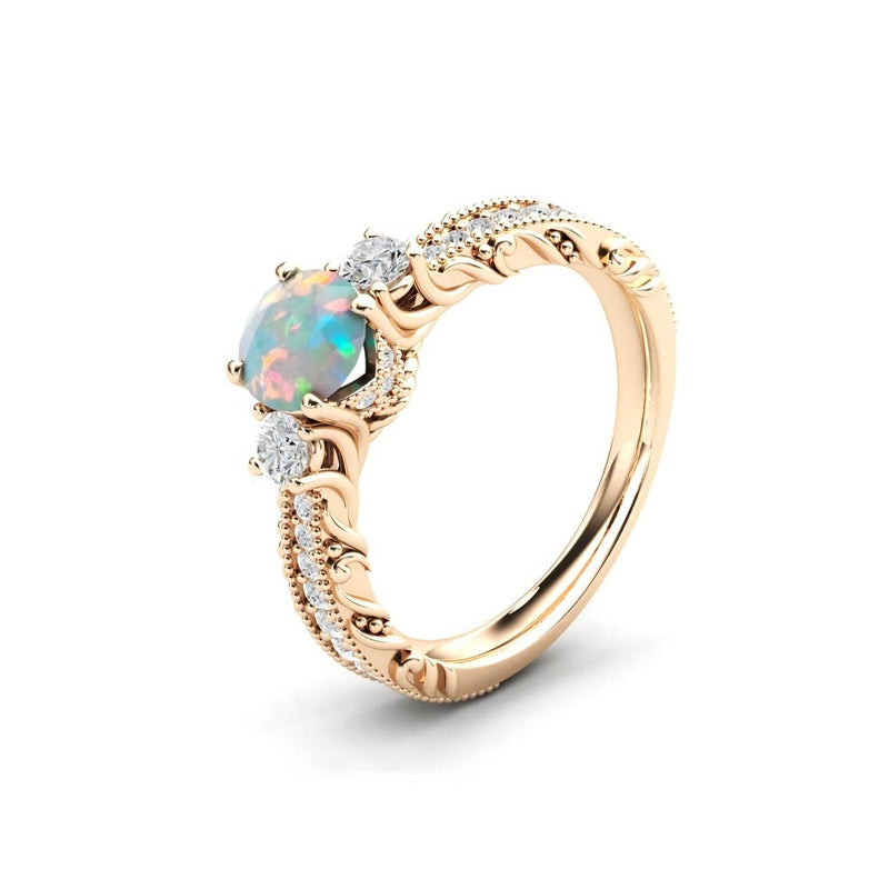 Sterling Silver 10K 14K 18K Personalized Engraved 1 Carat  Round Birthstone Engagement Ring