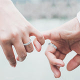 Sterling Silver 10K 14K 18K Gold Personalized Engraved Diamond Couples Rings Wedding Band Sets