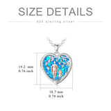 Sterling Silver Personalized Photo Blue Opal Luminous Stone Pink Opal Father Daughter Pendant Necklace