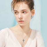 Sterling Silver Turquoise Personalized Engraved 12 Month Birth Flower Cross Pendant Necklace