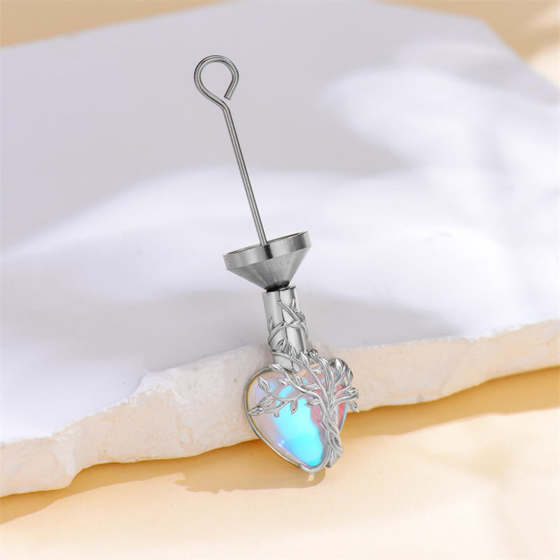 Sterling Silver Crystal Heart Tree of Life Urn Necklace for Ashes