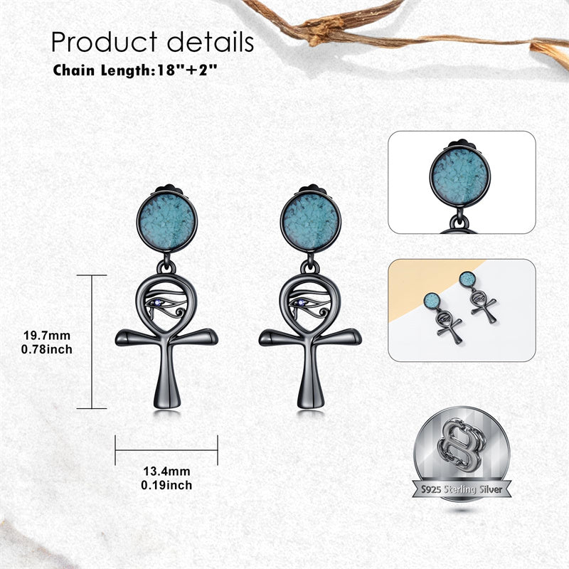 Sterling Silver Medieval Sword Dangle Cross Knives  Ankh Drop Earrings