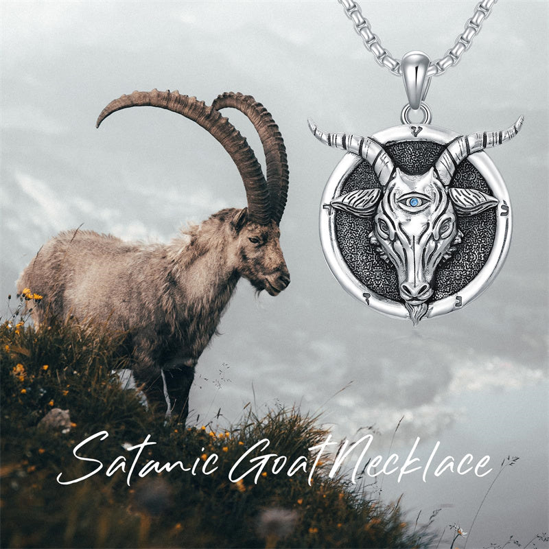 Sterling Silver Lion Tiger Satanic Goat Owl Scorpion Eagles Deer Pendant Necklace for Men