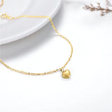 14k Gold Puff Heart Single Layer Anklet