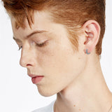 Sterling Silver Cross Sun Viking Wave Hoop Earrings for Men