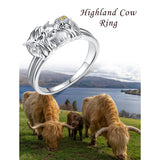 Sterling Silver Family Highland Cow Ring Animal Ring