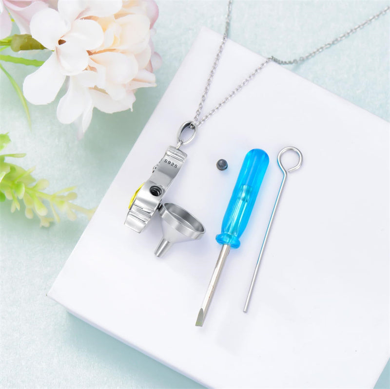 Sterling Silver TearDangle Birthstone Urn Necklace for Ashes