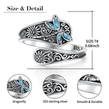 Sterling Silver Oxidized Dragonfly Butterfly Hummingbird Sea Turtle Anchor Cross Tree of Life Sunflower Spoon Ring