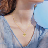 10K 14K 18K Gold Personalized 2 Birthstone Names Heart Pendant Necklace