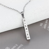 Stainless Steel Personalized Engraved Vertical Bar Necklace