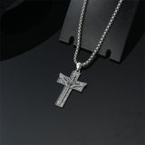 Sterling Silver Cross Christian Pendant Necklace for Men