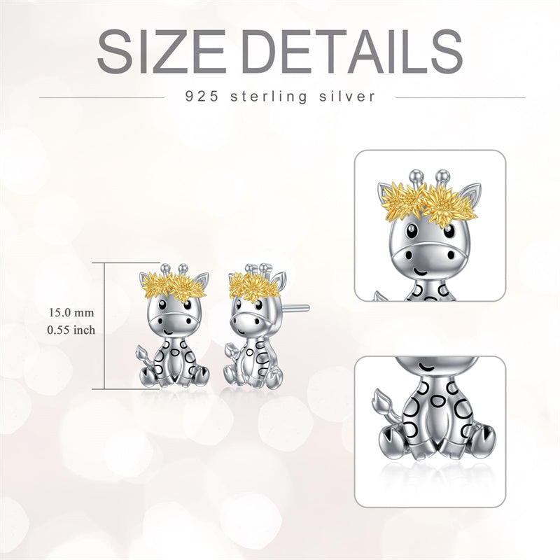 Sterling Silver Hypoallergenic Giraffe Stud Earrings