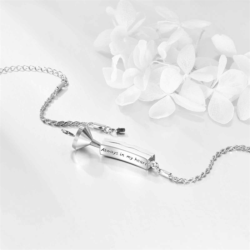 Sterling Silver Rose Butterfly Dragonfly Urn Bracelet for Ashes