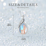 Sterling Silver Moonstone Father-Daughter Pendant Necklace Engraved with I Love You Forever