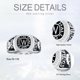 Sterling Silver 2025 Personalized Pattern Birthstone Engraved High School College Class Ring Gift for Men