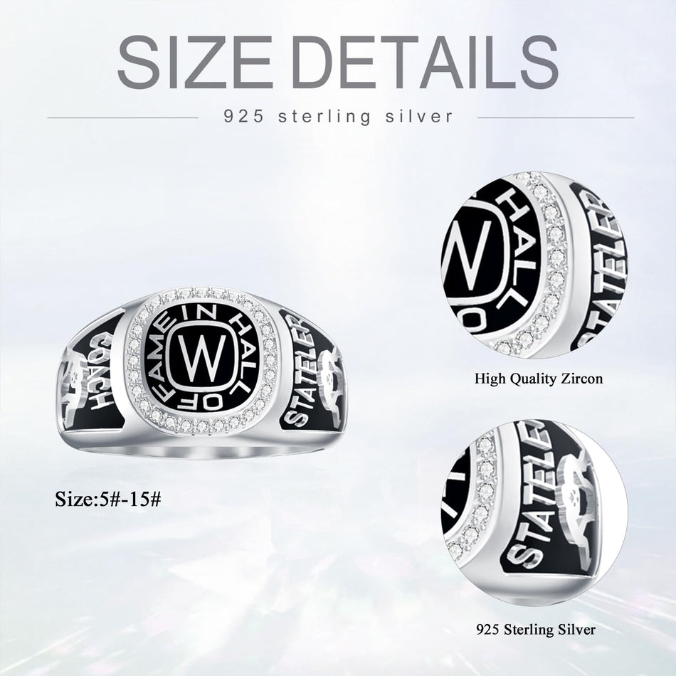 Sterling Silver 2025 Personalized Pattern Birthstone Engraved High School College Class Ring Gift for Men