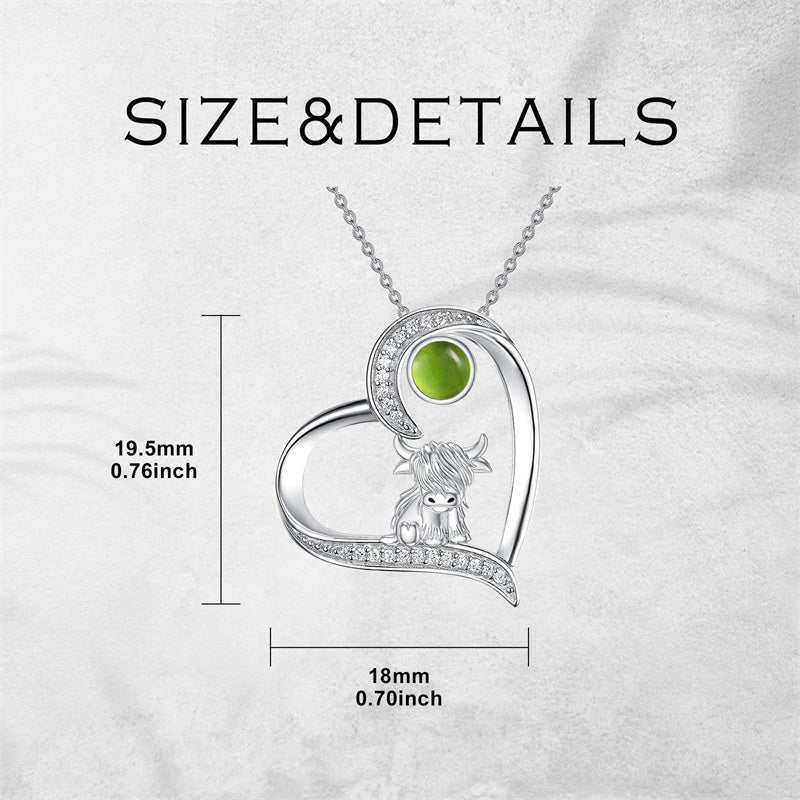 Sterling Silver Highland Cow Pendant Necklace