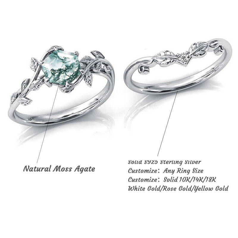 Sterling Silver Natural Moss Agate Blue Sandstone Opal Set Ring