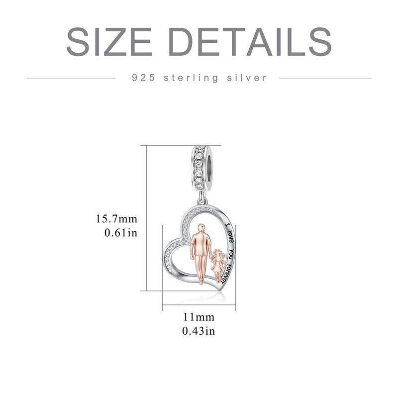 Sterling Silver Father Daughter Mother Daughter Charm Beads