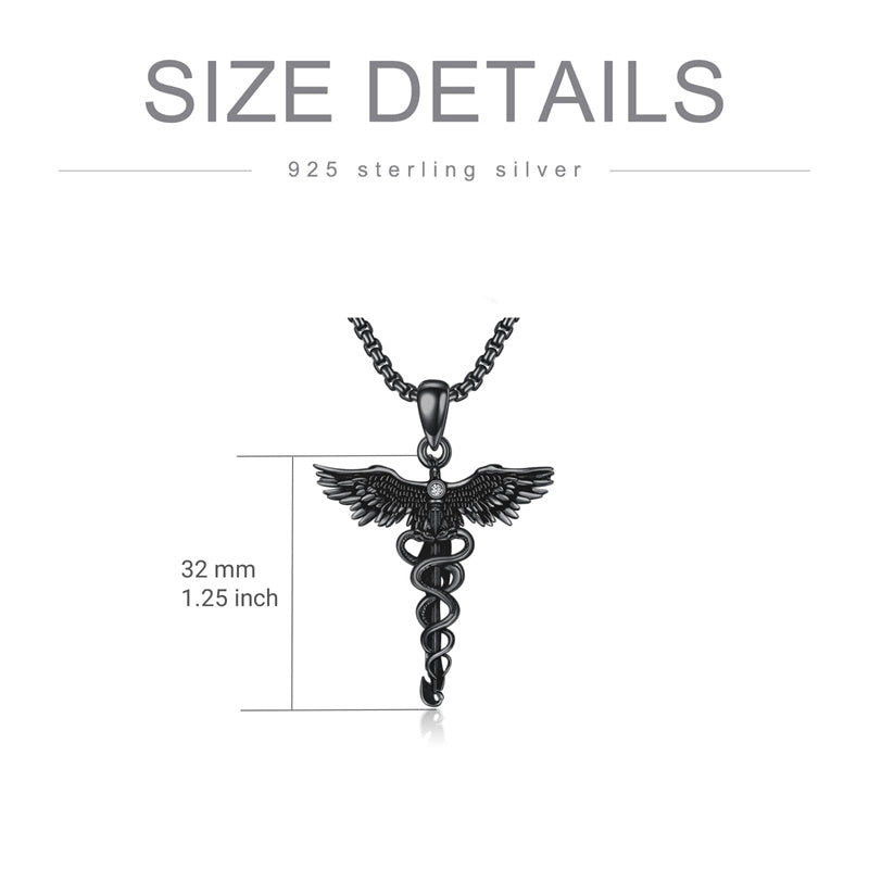 Sterling Silver Caduceus Phoenix RN Pendant Necklace RN Nurse Graduation Gift