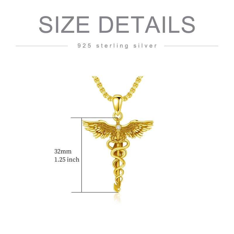 Sterling Silver Caduceus Phoenix RN Pendant Necklace RN Nurse Graduation Gift