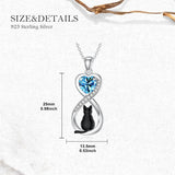 Sterling Silver Birthstone Infinity Black Cat Pendant  Necklace