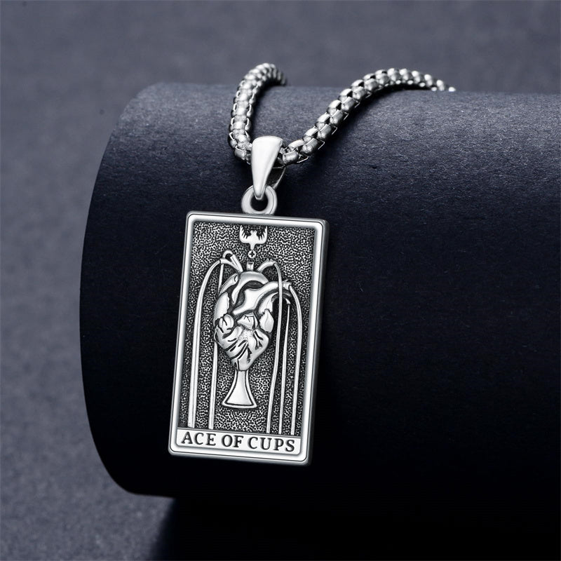 Sterling Silve Sun Moon Star Strength Lovers Death Devil Fool Tarot Card Pendant Necklace