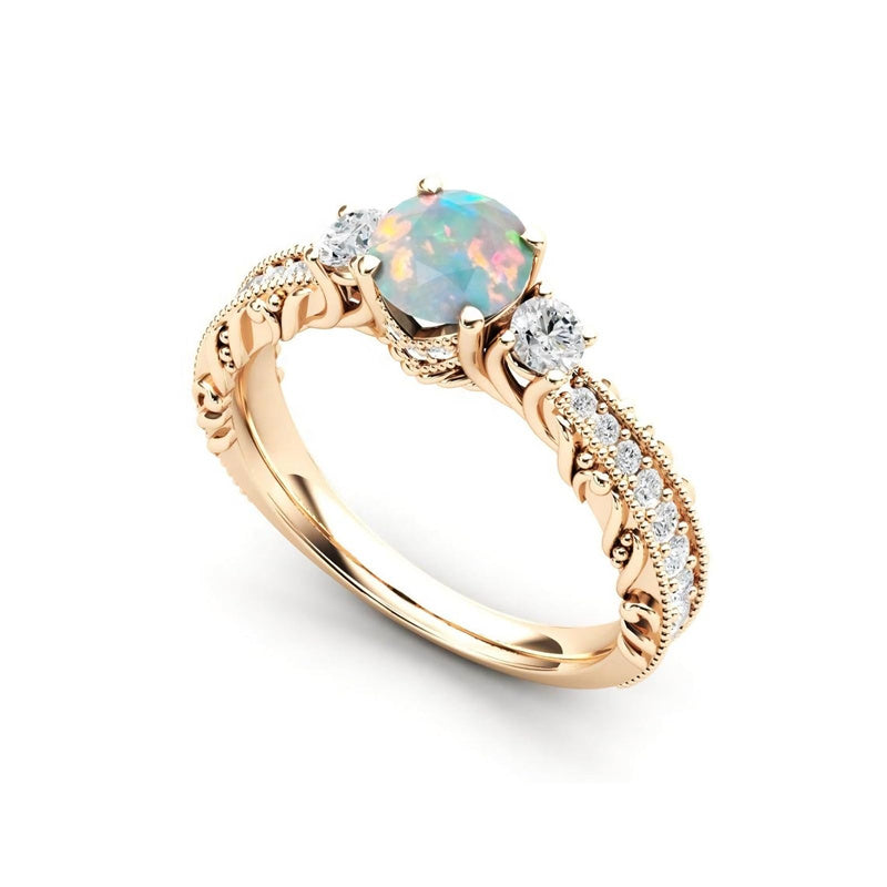 Sterling Silver 10K 14K 18K Personalized Engraved 1 Carat  Round Birthstone Engagement Ring