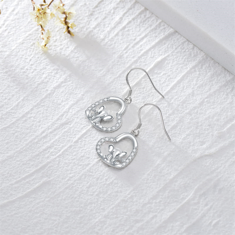 Sterling Silver Elephant Drop Earrings