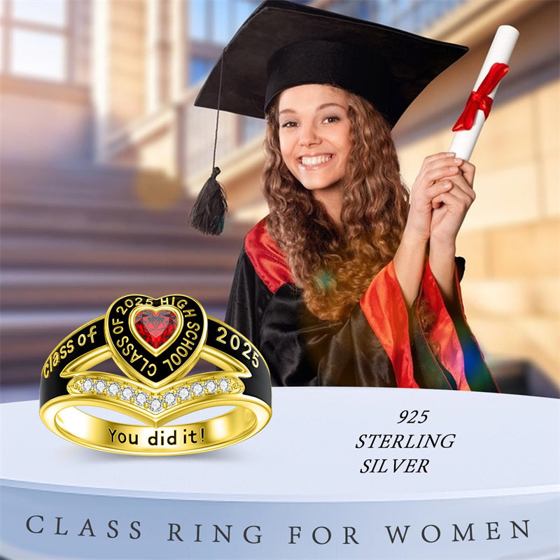 Sterling Silver 10K Gold 14K Gold 18K Gold Fully Personalized Birthstone Engraved Class Ring Graduation Ring