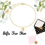 14k Gold Puff Heart Single Layer Anklet