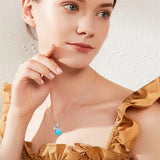 Sterling Silver Turquoise Larimar Labradorite Moss Agate Blue Sandstone  Cat Pendant Necklace