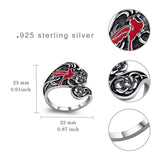 Sterling Silver Hummingbird Butterfly Bee Red Cardinal Pink Flamingo Adjustable Spoon Ring