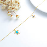 14K Gold Sea Turtle Single Layer Anklet