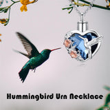 Sterling Silver Crystal Hummingbird Urn Necklace for Ashes