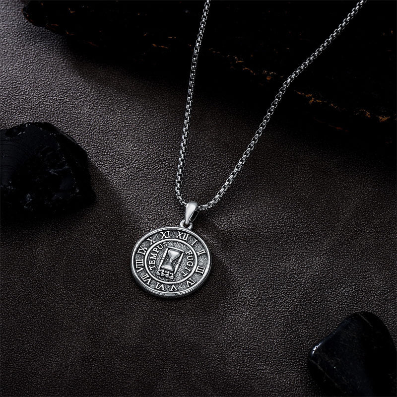 Sterling Silver Memento Mori Pendant Necklace for Men
