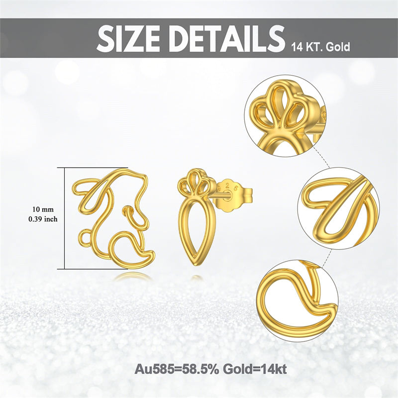 14k Gold Bunny Stud Earrings