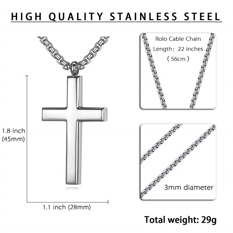 Stainless Steel Cross Pendant Necklace