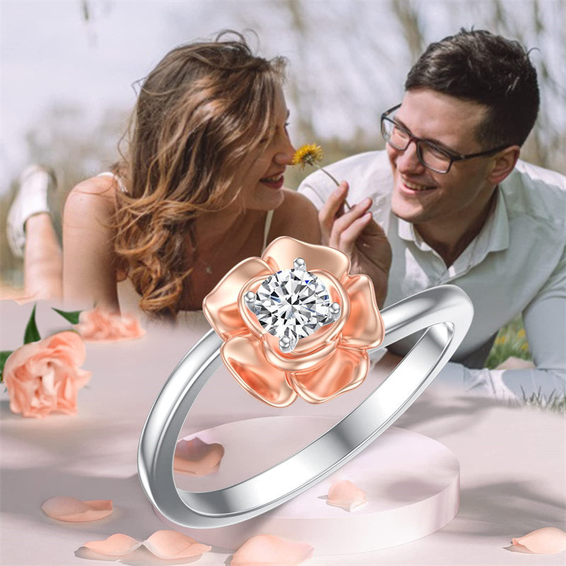 Sterling Silver Personalized Engraved Moissanite Engagement Wedding Anniversary Ring