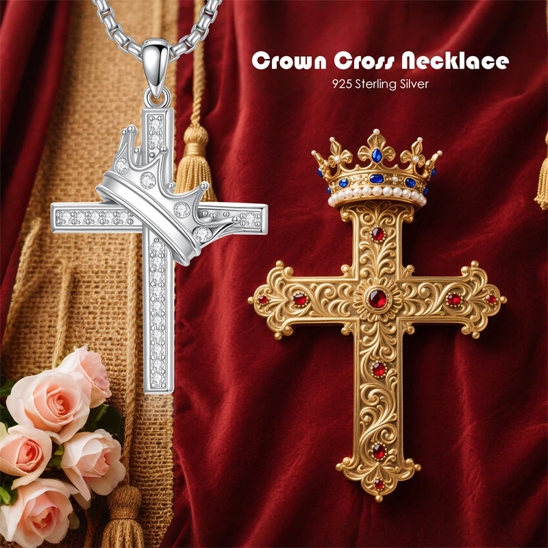 Sterling Silver Cross Christian Pendant Necklace for Men