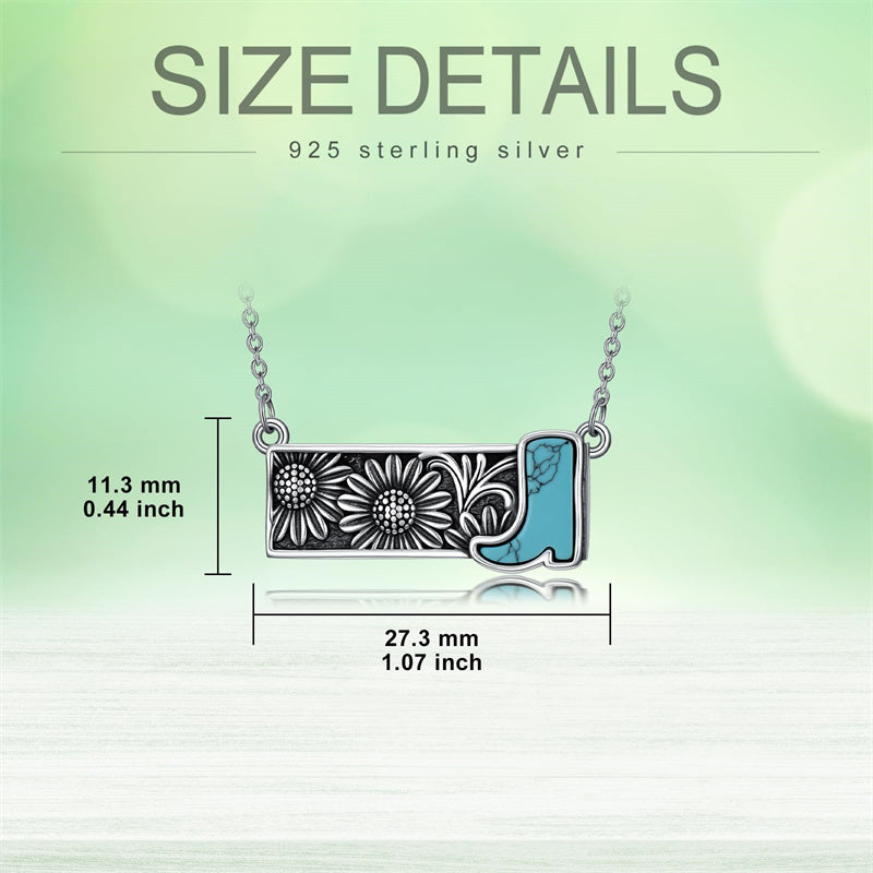 Sterling Silver Turquoise Cross Bear Claw Cowboy Boot Pendant Necklace