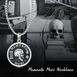 Sterling Silver Memento Mori Pendant Necklace for Men