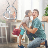 Sterling Silver Heart Father Daughter Pendant Necklace for Daughter