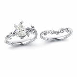 Sterling Silver 10K 14K 18K Gold 1ct Pear Shaped Gemstone Gemstone Engagement Ring Wedding Ring Sets