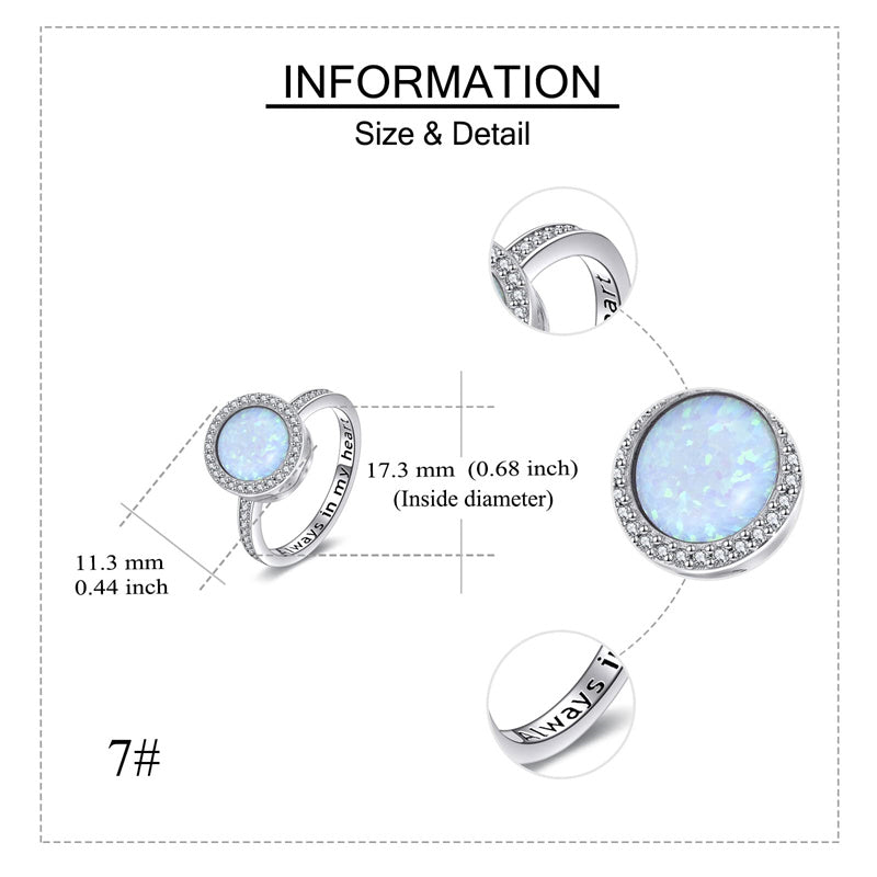 Sterling Silver Opal Urn Ring for Ashes With Engraved