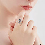 Sterling Silver Black Pug Doberman Boston Terrier Beagle Adjustable Ring